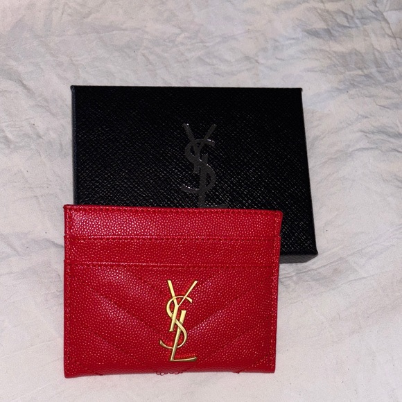 Saint Laurent Vibrant Red Card Holder - Picture 1 of 2